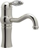 Deckmount Bathroom Sink Faucet with Single Crystal Lever Handle in Polished Nickel