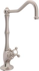 Kitchen Column Spout Filter Faucet with Single Cross Handle and 6-13/64 in. Spout Reach in Satin Nickel