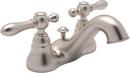 ROHL&reg; Satin Nickel Deckmount Bathroom Sink Faucet with Double Metal Lever Handle 
