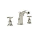 Perrin & Rowe Polished Nickel Widespread Bathroom Sink Faucet with Double Cross Handle 