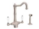 Two Handle Kitchen Faucet with Side Spray in Satin Nickel