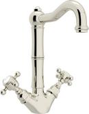 1-Hole Bar Faucet with Double Cross Handle in Polished Nickel