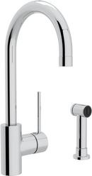 2-Hole Kitchen Faucet with Sidespray and Single Lever Handle in Polished Chrome