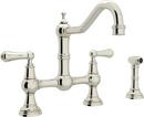 Perrin & Rowe Polished Nickel Two Handle Bridge Kitchen Faucet 