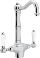 1-Hole Deckmount Bar Faucet with Porcelain Double Lever Handle in Polished Chrome