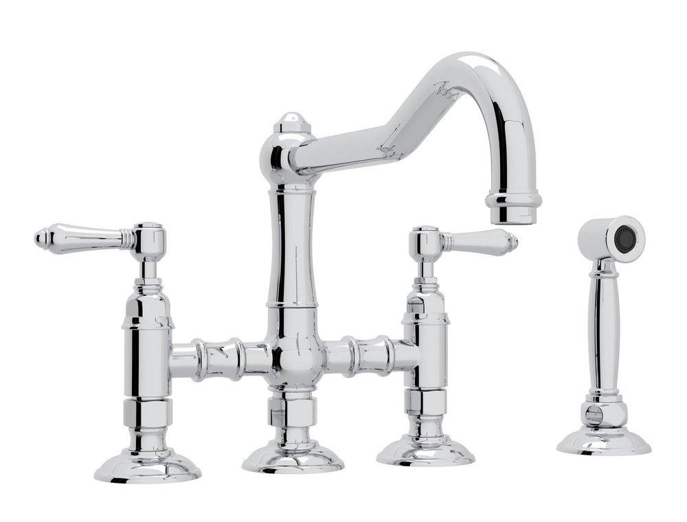 ROHL&reg; Polished Chrome Two Handle Bridge Kitchen Faucet 
