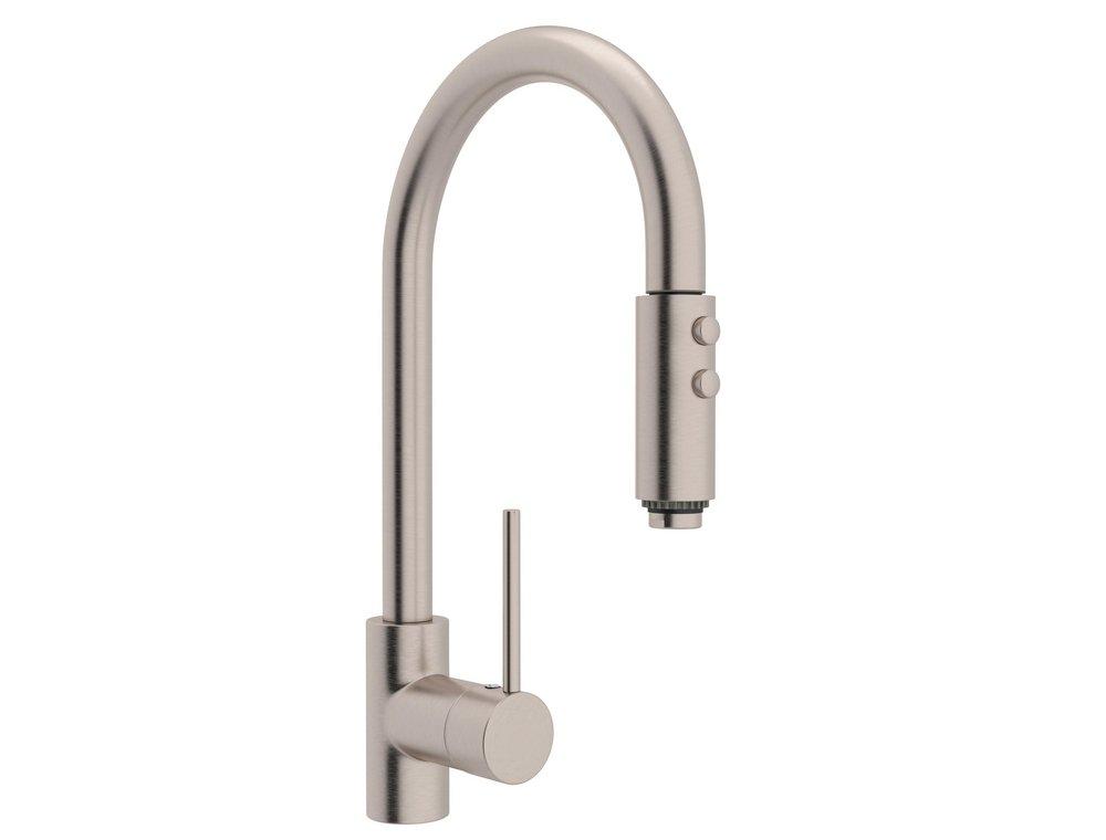 ROHL&reg; Satin Nickel Single Handle Pull Down Kitchen Faucet 