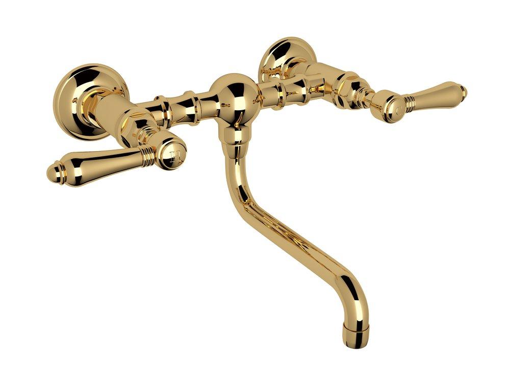 ROHL&reg; Inca Brass Two Handle Bridge Bathroom Sink Faucet 