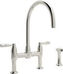 Perrin & Rowe Polished Nickel Two Handle Bridge Kitchen Faucet 