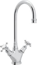 1-Hole Deckmount Bar Faucet with Double Cross Handle in Polished Chrome