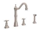 Kitchen Faucet with Double Cross Handle in Satin Nickel