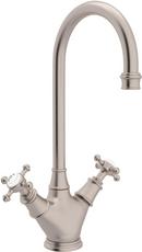 1-Hole Deckmount Bar Faucet with Double Cross Handle in Satin Nickel