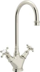 1-Hole Deckmount Bar Faucet with Double Cross Handle in Polished Nickel