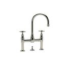 Perrin & Rowe&reg; Polished Nickel 2-Hole Deckmount Bridge Lavatory Faucet with Double Cross Handle 