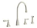 Perrin & Rowe&reg; Polished Nickel 4-Hole Column Spout Kitchen Faucet with Double Lever Handle 