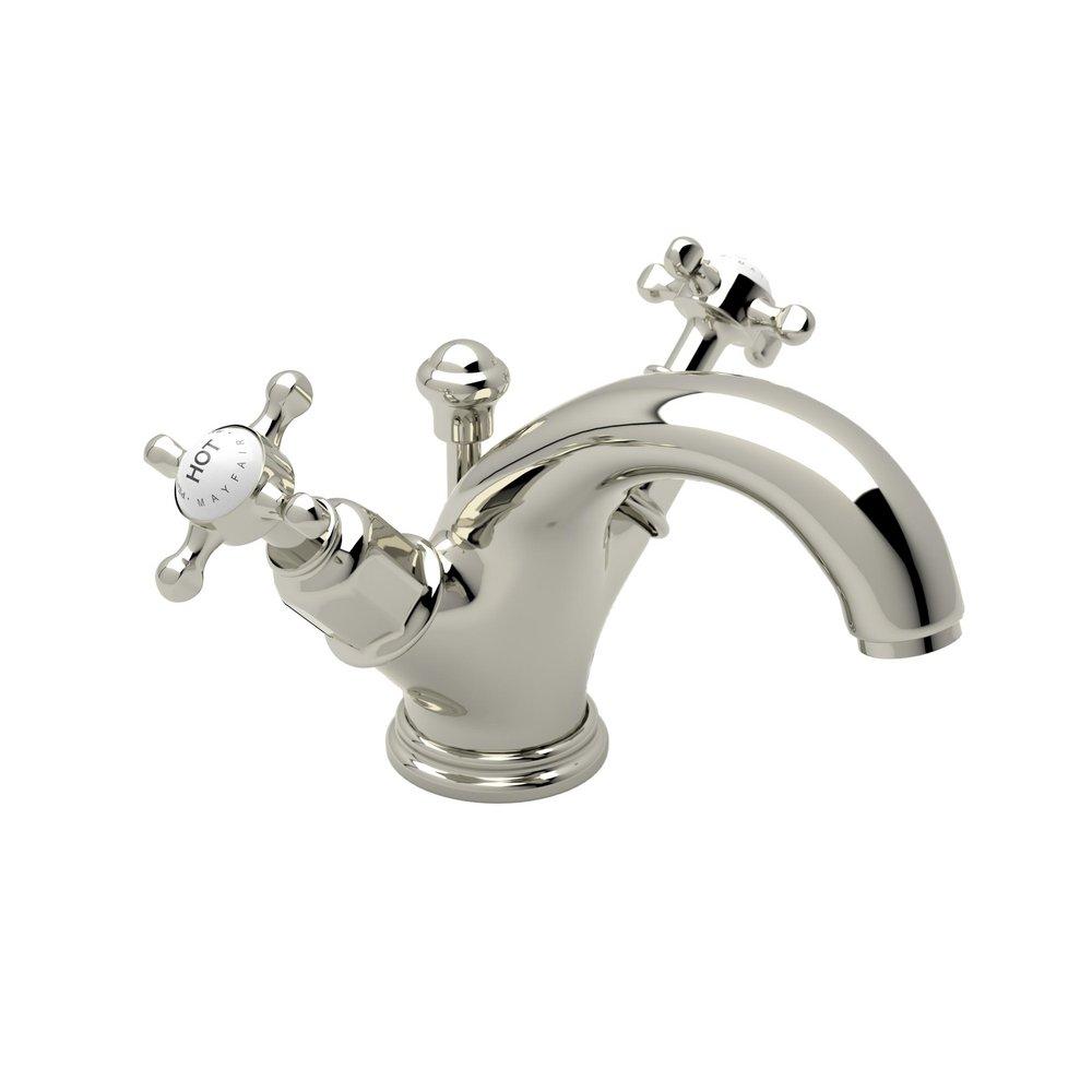 Perrin & Rowe Polished Nickel Two Handle Widespread Bathroom Sink Faucet Cross Handle 