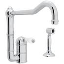 1-Hole Kitchen Faucet with Single Porcelain Lever Handle, Sidespray and 11 in. Column Spout in Polished Chrome