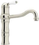 1-Hole Kitchen Faucet with Single Porcelain Lever Handle in Polished Nickel