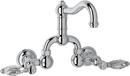 Wall Mount Bridge Bathroom Sink Faucet with Double Crystal Lever Handle in Polished Chrome