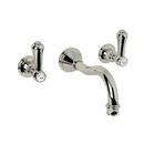 Wall Mount Bathroom Sink Faucet with Double Metal and Porcelain Lever Handle in Polished Nickel