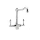 1.5 gpm Double Lever Handle Deckmount Kitchen Sink Faucet Column Spout IPS Connection in Polished Chrome