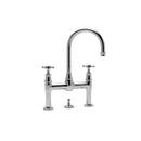 Deckmount Bridge Bathroom Sink Faucet with Double Cross Handle in Polished Chrome