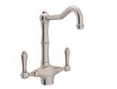 1.5 gpm Double Lever Handle Deckmount Kitchen Sink Faucet Column Spout IPS Connection in Satin Nickel