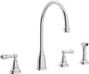 Perrin & Rowe&reg; Polished Chrome 4-Hole Column Spout Kitchen Faucet with Double Lever Handle 