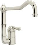 1-Hole Kitchen Faucet with Single Metal Lever Handle and 11 in. Column Spout in Polished Nickel