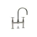Perrin & Rowe&reg; Satin Nickel 2-Hole Deckmount Bridge Lavatory Faucet with Double Cross Handle 
