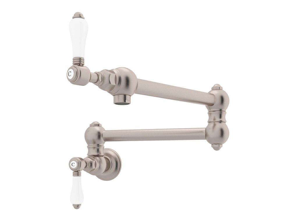 ROHL&reg; Satin Nickel Pot Filler with Lever Handle and 28-5/8 in. Spout Reach 