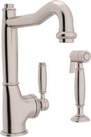 1-Hole Kitchen Faucet with Single Lever Handle and Sidespray in Satin Nickel