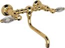 ROHL&reg; Inca Brass Wall Mount Bridge Bathroom Sink Faucet with Double Crystal Lever Handle 