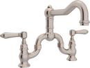 Bridge Kitchen Faucet with Double Lever Handle in Satin Nickel