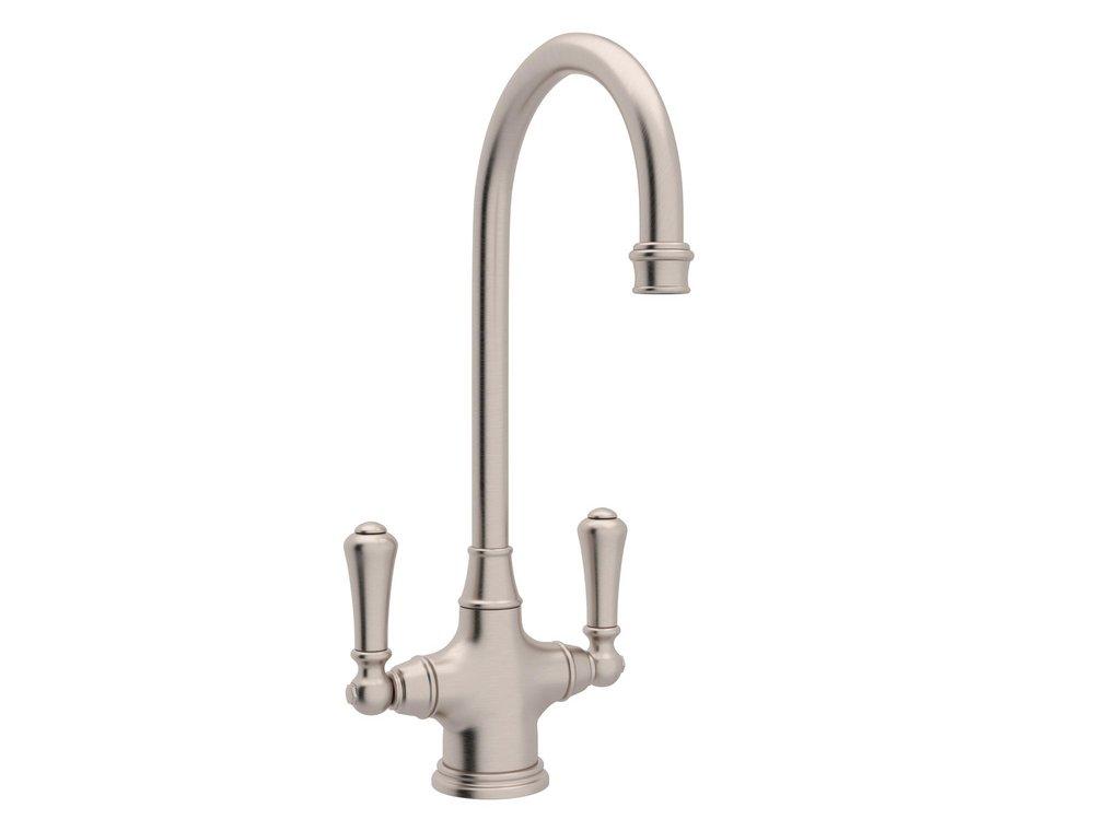 Perrin & Rowe&reg; Satin Nickel Two Handle Lever Bar Faucet 