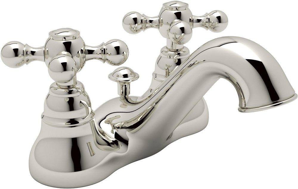 ROHL&reg; Polished Nickel Bathroom Sink Faucet with Double Cross Handle 