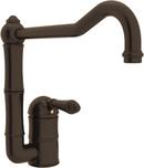 1-Hole Kitchen Faucet with Single Metal Lever Handle and 11 in. Column Spout in Tuscan Brass