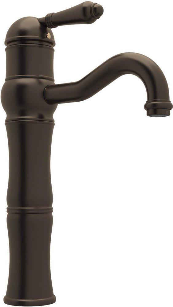 ROHL&reg; Tuscan Brass Deckmount Bathroom Sink Faucet with Single Metal Lever Handle 