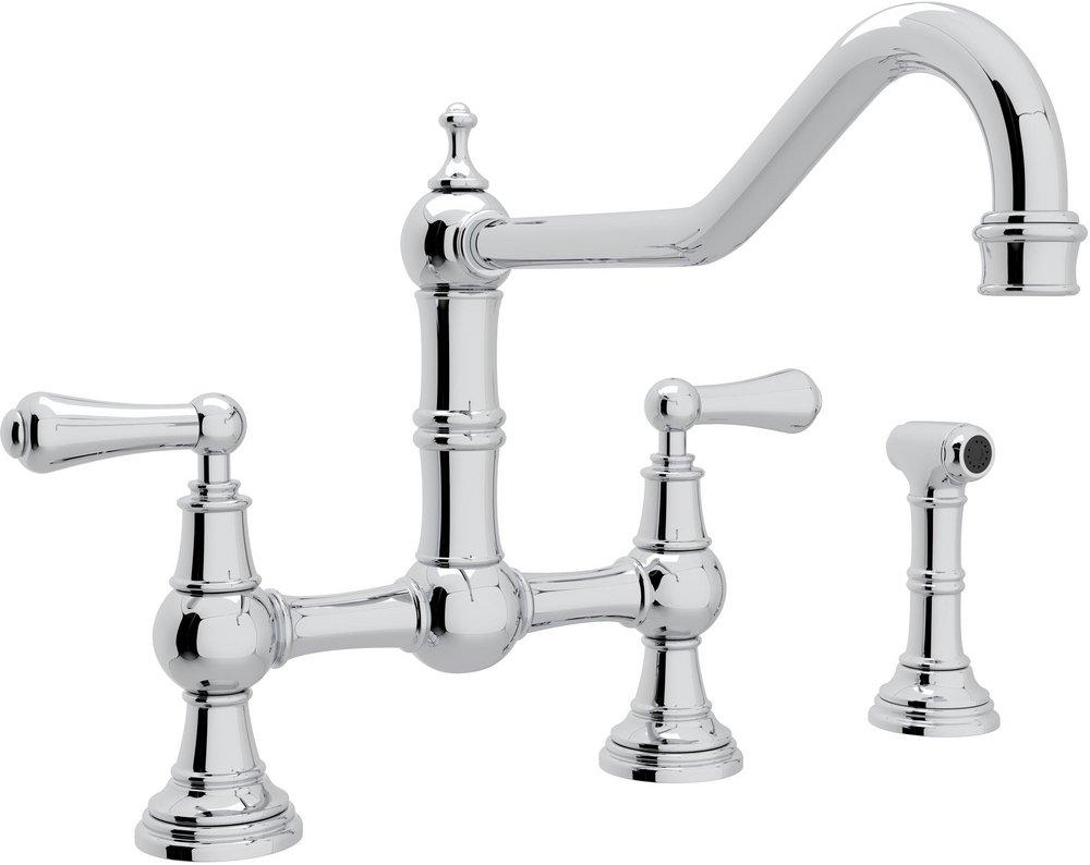 Perrin & Rowe Polished Chrome Two Handle Bridge Kitchen Faucet 
