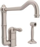 Single Handle Kitchen Faucet with Side Spray in Satin Nickel