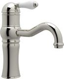 Deckmount Bathroom Sink Faucet with Single Porcelain Lever Handle in Polished Nickel