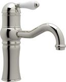 ROHL&reg; Polished Nickel Deckmount Bathroom Sink Faucet with Single Porcelain Lever Handle 
