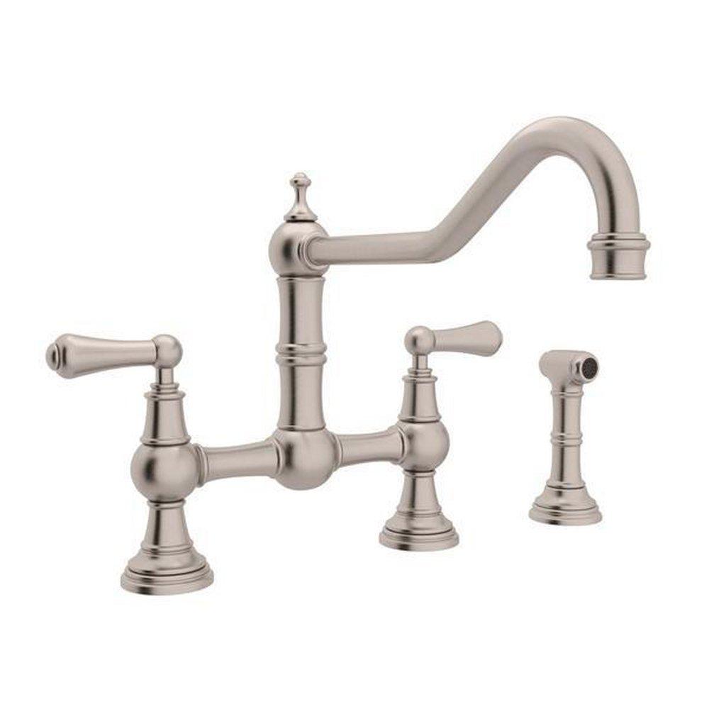 Perrin & Rowe&reg; Satin Nickel Two Handle Bridge Kitchen Faucet 