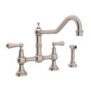 Perrin & Rowe&reg; Satin Nickel Two Handle Bridge Kitchen Faucet 