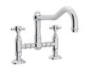 2-Hole Deckmount Bridge Kitchen Faucet with Double Cross Handle in Polished Chrome