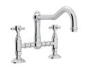 ROHL&reg; Polished Chrome 2-Hole Deckmount Bridge Kitchen Faucet with Double Cross Handle 