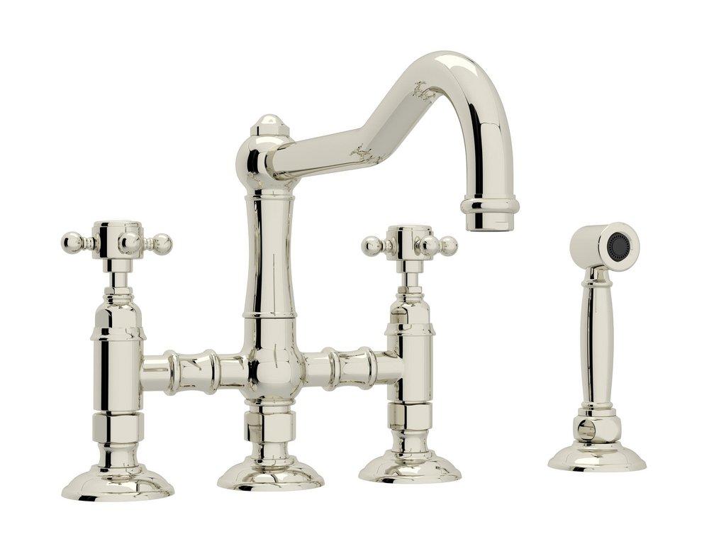 ROHL&reg; Polished Nickel Two Handle Bridge Kitchen Faucet 