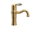 Deckmount Bathroom Sink Faucet with Single Crystal Lever Handle in Inca Brass