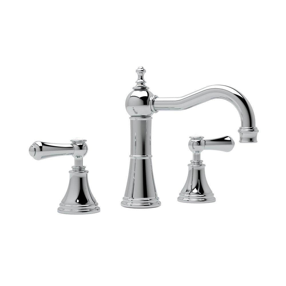 Perrin & Rowe Polished Chrome Two Handle Widespread Bathroom Sink Faucet 