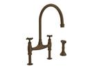 Perrin & Rowe English Bronze Two Handle Bridge Kitchen Faucet 